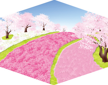 芝桜と桜並木
